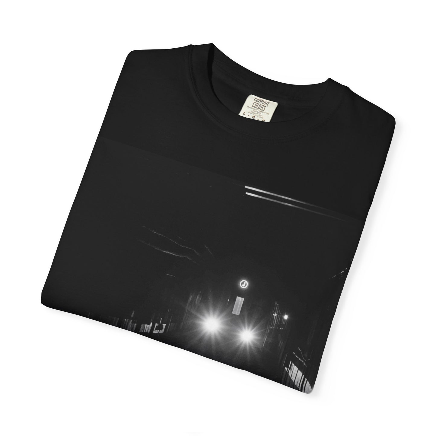 Noir - J Line NYC Subway - Photo Tee (Headlights & Tracks)