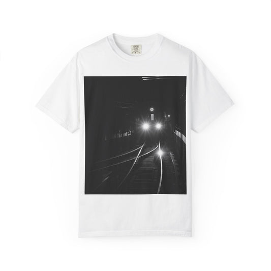 Noir - J Line NYC Subway - Photo Tee (Headlights & Tracks)