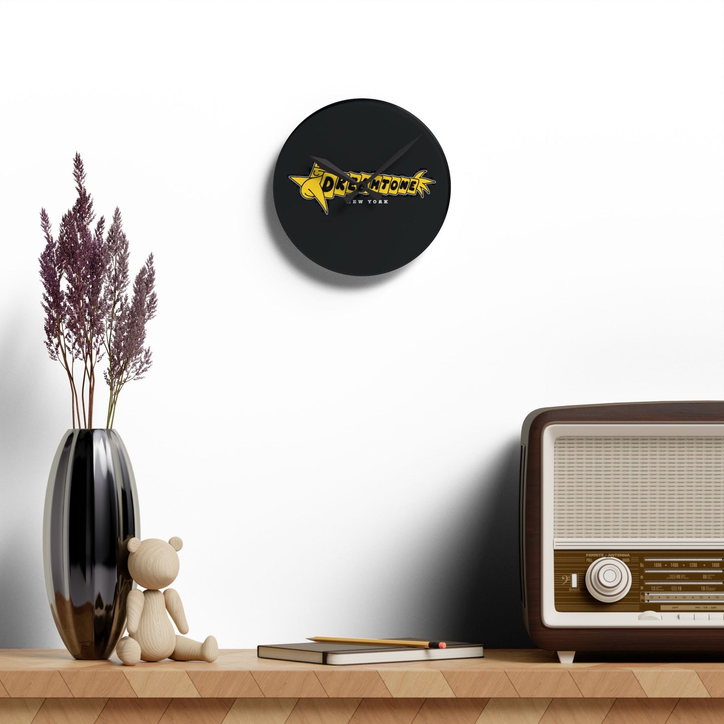 Acrylic Wall Clock — Bold Yellow Star Logo Modern Wall Clock