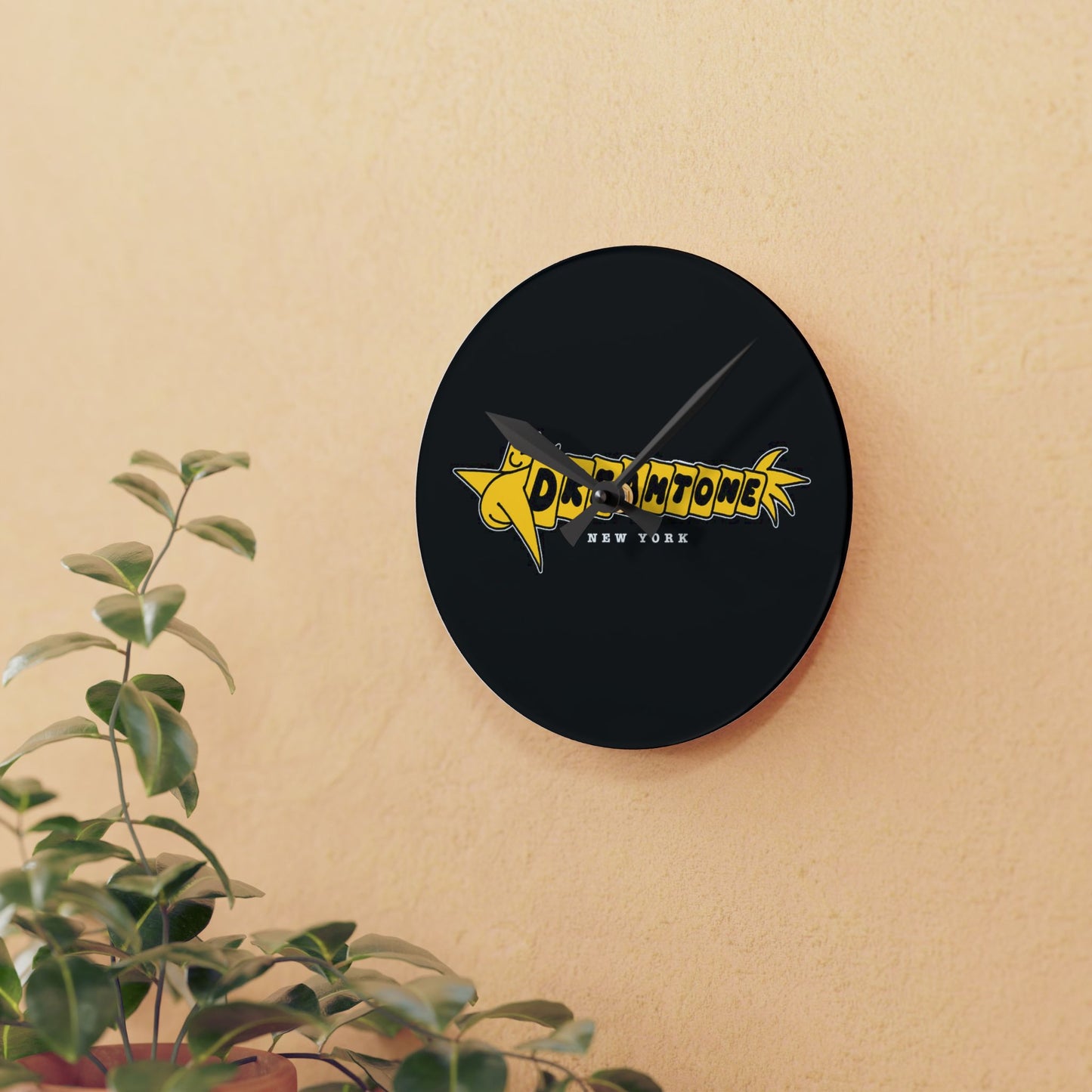 Acrylic Wall Clock — Bold Yellow Star Logo Modern Wall Clock