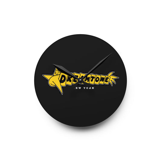 Acrylic Wall Clock — Bold Yellow Star Logo Modern Wall Clock