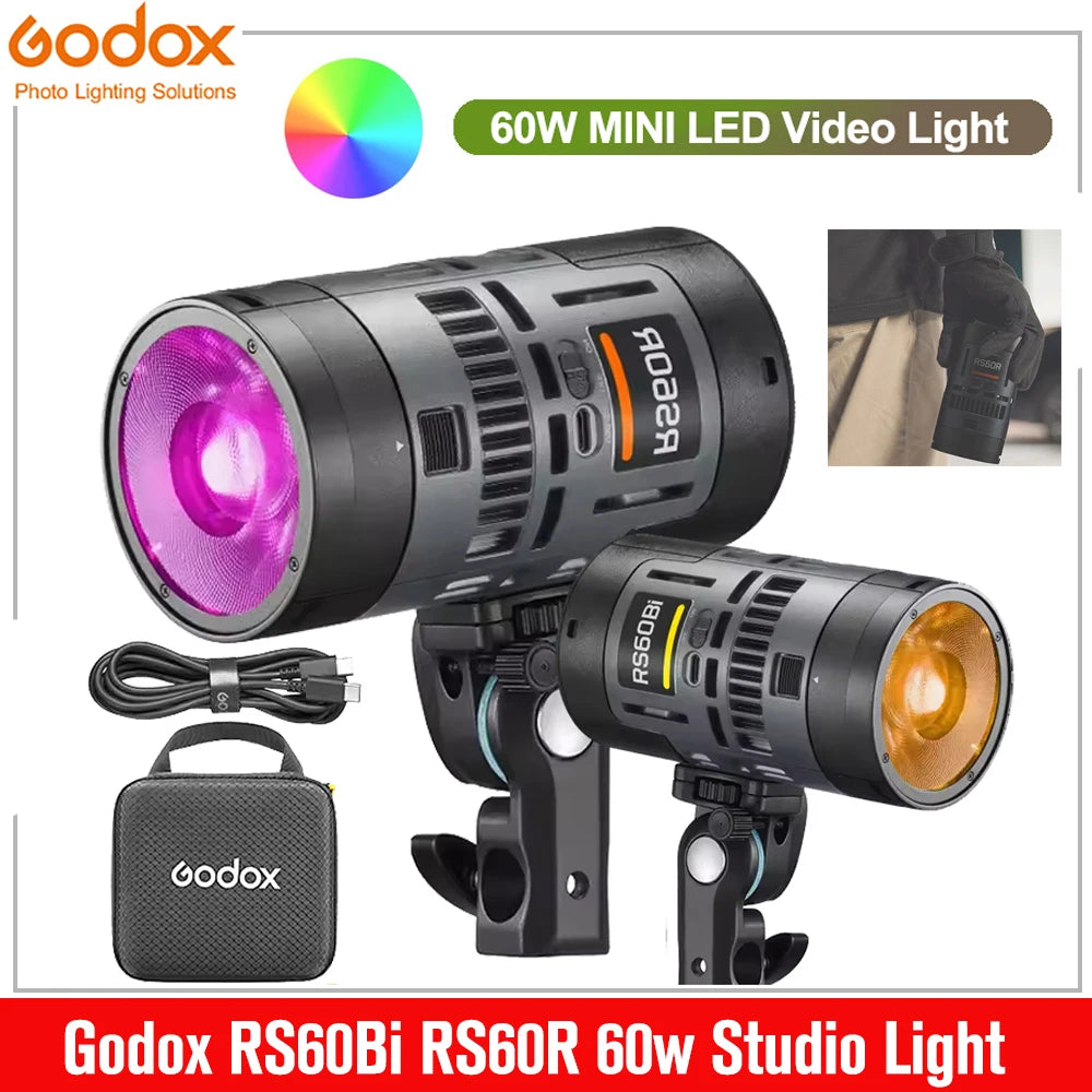 Godox RS60Bi RS60R Studio Light 60w RGB Bi-color Full-color LED Video Fill Light for Photography with Wireless APP Control